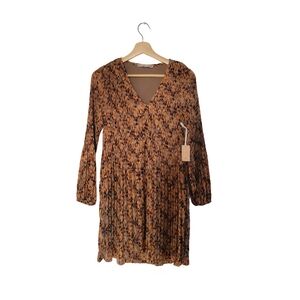 NWT Black Tape Pleated Abstract Print Mini Dress - Size XS